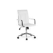 Scaun birou ergonomic, hm porto 2, mecanism de balans, brate tapitate, cadru cromat, 100 kg, alb drm3985