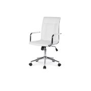 Scaun birou ergonomic, hm porto 2, mecanism de balans, brate tapitate, cadru cromat, 100 kg, alb drm3985