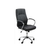 Scaun birou off 331, mecanism inclinare, piele ecologica, baza cromata, 110 kg, negru drm4145