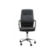 Scaun birou off 331, mecanism inclinare, piele ecologica, baza cromata, 110 kg, negru drm4145