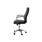 Scaun birou off 331, mecanism inclinare, piele ecologica, baza cromata, 110 kg, negru drm4145
