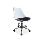 Scaun birou ergonomic, sl q777, polipropilena, tapiterie piele ecologica, mecanism de balans, 100 kg, alb/negru drm4124