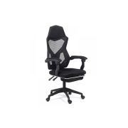 Scaun birou ergonomic cu suport picioare off 424, mesh, suport lombar, baza polipropilena, 110 kg,  negru drm9848