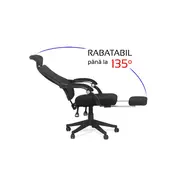 Scaun birou ergonomic off 927, mesh, recliner, suport picioare retractabil, 100 kg, negru drm8655