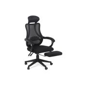 Scaun birou ergonomic off 927, mesh, recliner, suport picioare retractabil, 100 kg, negru drm8655