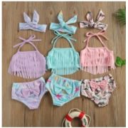 Costum de baie cu franjuri din 3 piese (Marime: 100, Model: Army) JEMdrl47b11