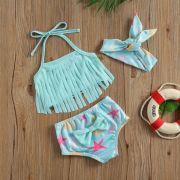 Costum de baie cu franjuri din 3 piese (Marime: 100, Model: Army) JEMdrl47b11
