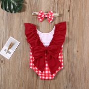 Costum de baie cu patratele rosii si bentita (Marime: 120) JEMdrl47b26