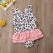 Costum de baie leopard roz cu volan (Marime: 110) JEMdrl47e25