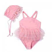 Costum de baie Roz cu caciulita (Varsta: 2-3 ani) JEMdrl47b2w1