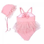 Costum de baie Roz cu caciulita (Varsta: 4 - 5 ani) JEMdrl47b2w3
