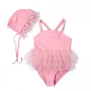 Costum de baie Roz cu caciulita (Varsta: 5 - 6 ani) JEMdrl47b2w4