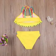 Costum de baie cu ciucuri din 2 piese (Culoare: Roz, Varsta: 3 - 4 ani) JEMdrl47b2af2