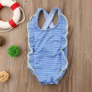 Costum de baie bleu cu dantela galbena (Marime: 100) JEMdrl_albgal4