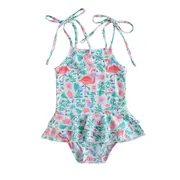 Costum de baie cu volan si bretelute (Marime: 110, Model: Multicolor) JEMdrl47b2ua12