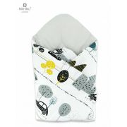 MimiNu - Paturica de infasat cu doua fete, Cu multiple utilizari, Cu inchidere arici velcro, Dimensiune 75x75 cm, Din bumbac certificat Oeko Tex Standard 100, Childrens Journey Grey BYN6426972019262
