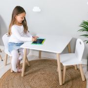 Set masuta si doua scaune pentru copii, Athena, Din lemn, FreeON, Alb BYN40437