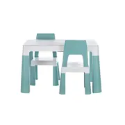 Set masuta si doua scaune pentru copii, Neo, Cu doua sertare, Cu masa reglabila la doua inaltimi, FreeON, Verde BYN46637