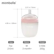 Biberon Anticolici Mombella Breast-Like, 210ml, Tetina M flux mediu, 100% Silicon, Old Roze KRT8139