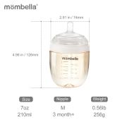 Biberon Anticolici Mombella Breast-Like, 210ml, Tetina M flux mediu, PPSU, Ivory KRT8141