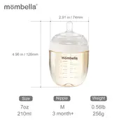 Biberon Anticolici Mombella Breast-Like, 210ml, Tetina M flux mediu, PPSU, Ivory KRT8141