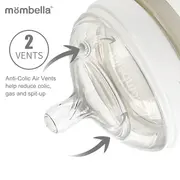 Biberon Anticolici Mombella Breast-Like, 210ml, Tetina M flux mediu, PPSU, Ivory KRT8141