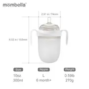 Biberon Anticolici Mombella Breast-Like, 300ml, Tetina 360° XL Flux Consistent, 100% Silicon, Ivory KRT8162