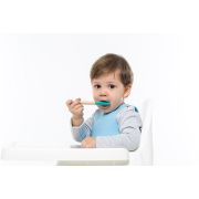Set 2 Lingurite Minikoioi, Varf din Silicon si Maner din Bambus – Aqua Green/Powder Grey KRT101060006