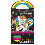 Carte de colorat cu carioci neon - unicorn