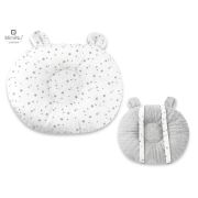 MimiNu - Perna bebelusi Ursulet, Multifunctionala, Cu doua fete, Tesatura pufoasa minky si bumbac, Materiale certificate Oeko Tex Standard 100, Minky Mini Gray Stars BYN6426972018692
