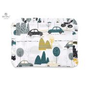 MimiNu - Perna clasica de dormit, Cu volanas, Cu husa detasabila cu fermoar, Din bumbac certificat Oeko Tex Standard 100, Pentru patut, carucior, balansoar, 30x40 cm, Childrens Journey Grey BYN6426972019323