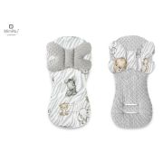 MimiNu - Protectie textila pentru carucior, scaun auto si scaun de bicicleta, Cu perna Butterfly, Materiale certificate Oeko Tex Standard 100, Minky Safari Natural BYN6426972019095