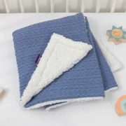 Paturica Lux Sherpa pentru bebelusi 75 x 100 cm blue Clevamama 3483 SUPclvm_3483