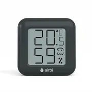 Termometru si higrometru digital de camera, ecran LCD, memorie, suport expandabil cu magnet, negru, AirBi SMILE BI1041