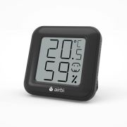 Termometru si higrometru digital de camera, ecran LCD, memorie, suport expandabil cu magnet, negru, AirBi SMILE BI1041