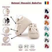 Botosei mocasini bebe Baby Fox din piele naturala Ivoire cu siret uni - FOX10312772-iv