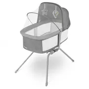 Lionelo - Patut balansoar Malin, 3 in 1, Pliabil, 0-9 kg, Geanta Transport, Asamblare Rapida, Ultra-Usor, Conform cu standardele europeane de securitate EN1130 si EN16890, Gri BYNLO-MALIN_GREY_STONE