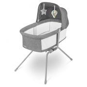 Lionelo - Patut balansoar Malin, 3 in 1, Pliabil, 0-9 kg, Geanta Transport, Asamblare Rapida, Ultra-Usor, Conform cu standardele europeane de securitate EN1130 si EN16890, Gri BYNLO-MALIN_GREY_STONE