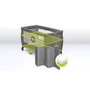 Lionelo - Patut pliant cu doua nivele, Stefi Plus, Cu intrare laterala cu fermoar, 2 roti, 120x60 cm, Conform cu standardul european de securitate EN 716, Gri BYNLO-STEFI_PLUS_GREY_WHITE
