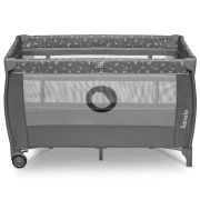 Lionelo - Patut pliant cu doua nivele, Stefi Plus, Cu intrare laterala cu fermoar, 2 roti, 120x60 cm, Conform cu standardul european de securitate EN 716, Gri BYNLO-STEFI_PLUS_GREY_WHITE