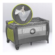 Lionelo - Patut pliant cu doua nivele, Stefi Plus, Cu intrare laterala cu fermoar, 2 roti, 120x60 cm, Conform cu standardul european de securitate EN 716, Gri BYNLO-STEFI_PLUS_GREY_WHITE