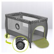 Lionelo - Patut pliant cu doua nivele, Stefi Plus, Cu intrare laterala cu fermoar, 2 roti, 120x60 cm, Conform cu standardul european de securitate EN 716, Gri BYNLO-STEFI_PLUS_GREY_WHITE