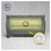 Lionelo - Patut pliant cu doua nivele, Stefi Plus, Cu intrare laterala cu fermoar, 2 roti, 120x60 cm, Conform cu standardul european de securitate EN 716, Gri BYNLO-STEFI_PLUS_GREY_WHITE