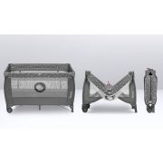 Lionelo - Patut pliant cu doua nivele, Stefi Plus, Cu intrare laterala cu fermoar, 2 roti, 120x60 cm, Conform cu standardul european de securitate EN 716, Gri BYNLO-STEFI_PLUS_GREY_WHITE
