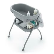Petite&Mars - Cadita 3 in 1, Spa, Cu masuta de infasat si spatiu de depozitare, Pliabila, Cu roti si sistem de scurgere, Gri BYN771902