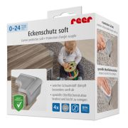 Set 4 protectii de colturi din spuma poliuretan, cu banda adeziva 3M, rezistenta la muscaturi, gri, Reer 82031