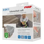 Set 4 protectii de colturi din spuma poliuretan, cu banda adeziva 3M, rezistenta la muscaturi, gri, Reer 82031