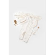Salopeta cu fermoar Girafa, BabyCosy, 100% bumbac organic, Ecru (Marime: 12-18 Luni) JEMBC-CSY3041-12