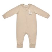 Salopeta cu fermoar Girafa, BabyCosy, 100% bumbac organic, Mink (Marime: 12-18 Luni) JEMBC-CSY3042-12