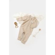 Salopeta cu fermoar Girafa, BabyCosy, 100% bumbac organic, Mink (Marime: 18-24 Luni) JEMBC-CSY3042-18